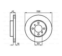 BOSCH 2X Disco Freno Anteriore 236 Ventilato Per Mitsubishi Colt V CJ_ CP_