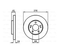 BOSCH 2X Disco Freno Anteriore 276 Ventilato Internamente Per Mitsubishi