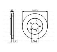 BOSCH 2X Disco Freno Anteriore 2825 Ventilato Internamente Per Chrysler