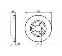 BOSCH 2X Disco Freno Anteriore 283 Ventilato Internamente Per Citroën