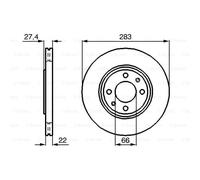 BOSCH 2X Disco Freno Anteriore 283 Ventilato Internamente Per Citroën