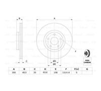 BOSCH 2X Disco Freno Anteriore Ø300Mm Ventilato Per Ford Kuga II C-Max Volvo V50