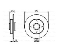 BOSCH 2X Disco Freno Posteriore 249 Per Peugeot 307 3A/C 3H 3E Citroën