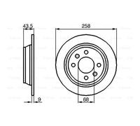 BOSCH 2x Disco Freno Posteriore 258 Pieno per Saab 900 i Cabriolet AC4 AM4
