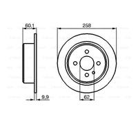 BOSCH 2X Disco Freno Posteriore 258 Voll Per BMW 3 Serie Cabriolet E30 E21