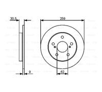 BOSCH 2X Disco Freno Posteriore 259 Per Toyota Auris _E15_ _E18_