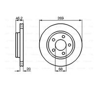 BOSCH Set Dischi Freno BD259 - Dischi Ventilati di Ghisa di 269mm - Asse Posteriore - Conformi al regolamento ECE-R90 - Meno Corrosione e Affaticamento dei Freni - 2 Dischi