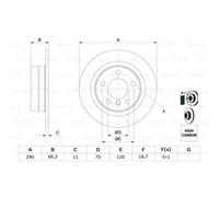 Bosch BD1650 Dischi freno, Certificato ECE-R90, 1 set di 2 dischi