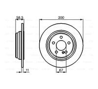 BOSCH 2X Disco Freno Posteriore 300 Completo Per Mercedes-Benz S-Class W220