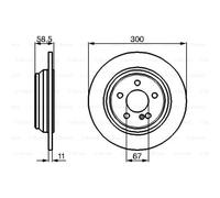 BOSCH 2X Disco Freno Posteriore 300 Completo Per Mercedes-Benz S-Class W220