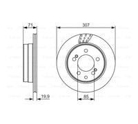 BOSCH 2X Disco Freno Posteriore Ø307Mm Ventilato Per Ssangyong Rexton W GAB CA1