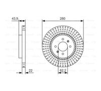BOSCH 2x Disco Frontale Ø280mm Ventilato per Hyundai i20 Coupé Kia Rio III