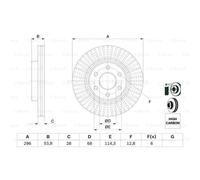 BOSCH 2x Disco Frontale Ø296 Ventilato per Nissan NP300 Navara Pick-Up D23
