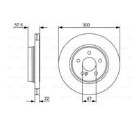 BOSCH 2x Disco Posteriore Ø300mm Ventilato per Mercedes Modello T S204
