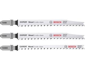 Bosch 3x Set di lame per seghetto alternativo EXPERT Wood 2-side clean | per Pannello per mobili in legno massiccio, Compensato, Lunghezza 117 mm, Professional Accessorio Seghetto alternativo