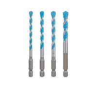 Bosch 4x Set di punte EXPERT HEX-9 Multi Construction | per Calcestruzzo, Piastrelle di ceramica morbida, Ø 5,50, 6,00, 7,00, 8,00 mm, Professional Accessorio Trapano