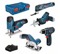 Bosch 5er Set Attrezzi 12V: GSR + Gst + Gop + Gks + Gsa + 3x GBA 3,0Ah+GAL + X