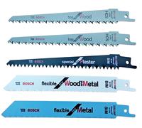 Bosch 5er Set Lama per Sega 150mm Legno, Metallo, Carton-Gesso 1/2 " Raggio