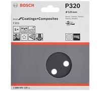 BOSCH 2608605120 - Lija Excéntrica F355: 125mm 8P. G320 x5