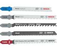 Bosch 5x Set di lame per seghetto alternativo Multi Material, 5 pz. (per Materiali plastici, Legno tenero, x mm,)