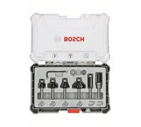 Bosch Professional Set da 6 Pezzi di frese per profili, smussartue e scanalature, per legno, accessorio per fresatrici verticali con codolo di 8 mm
