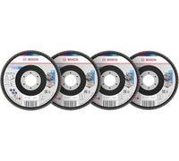 Bosch 60x Set dischi lamellari X451 (per Acciaio, Alluminio, Ø 115 mm, Grano 40, 60, 80, 120, Professional Accessorio Smerigliatrice angolare grande)