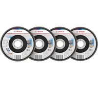 Bosch 60x Set dischi lamellari X451 (per Acciaio, Alluminio, Ø 125 mm, Grano 40, 60, 80, 120, Professional Accessorio Smerigliatrice angolare grande)