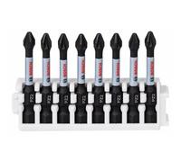 Bosch Professional 8 pz. di Bit di Avvitamento Pozidriv (Impact Control, 8 x PZ2 Bits, Lunghezza 50mm, Pick and Click, Accessorio Avvitatore a Impulsi)