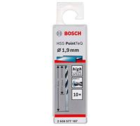Bosch Accessories 2608577187 HSS PointTeQ (1,9 x 22 x 46 mm) - Set da 10 Pezzi di Punte Elicoidali per Trapano per Metallo, Acciaio, Fusione o Plastica, Grigio (Argento), Ø 1.9 mm