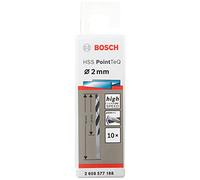 Bosch Accessories 2608577188 HSS PointTeQ (2 x 24 x 49 mm) - Set da 10 Pezzi di Punte Elicoidali per Trapano per Metallo, Acciaio, Fusione o Plastica, Grigio (Argento), Ø 2 mm