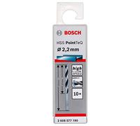 Bosch Accessories 2608577190 HSS PointTeQ (2,2 x 27 x 53 mm) - Set da 10 Pezzi di Punte Elicoidali per Trapano per Metallo, Acciaio, Fusione o Plastica, Grigio (Argento), Ø 2.2 mm