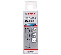 Bosch Accessories 2608577193 HSS PointTeQ (2,5 x 30 x 57 mm) - Set da 10 Pezzi di Punte Elicoidali per Trapano per Metallo, Acciaio, Fusione o Plastica, Grigio (Argento), Ø 2.5 mm