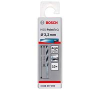 Bosch Accessories 2608577200 HSS PointTeQ (3,2 x 36 x 65 mm) - Set da 10 Pezzi di Punte Elicoidali per Trapano per Metallo, Acciaio, Fusione o Plastica, Grigio (Argento), Ø 3.2 mm