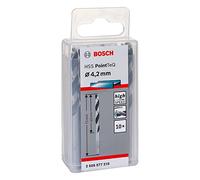 Bosch Accessories 2608577210 HSS PointTeQ (4,2 x 43 x 75 mm) - Set da 10 Pezzi di Punte Elicoidali per Trapano per Metallo, Acciaio, Fusione o Plastica, Grigio (Argento), Ø 4.2 mm