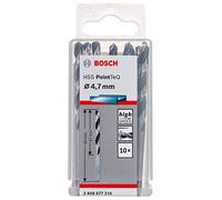 Bosch Accessories 2608577215 HSS PointTeQ (4,7 x 47 x 80 mm) - Set da 10 Pezzi di Punte Elicoidali per Trapano per Metallo, Acciaio, Fusione o Plastica, Grigio (Argento), Ø 4.7 mm