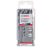 Bosch Accessories 2608577216 HSS PointTeQ (4,8 x 52 x 86 mm) - Set da 10 Pezzi di Punte Elicoidali per Trapano per Metallo, Acciaio, Fusione o Plastica, Grigio (Argento), Ø 4.8 mm