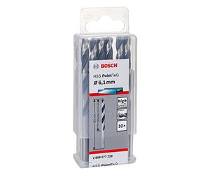 Bosch Accessories 2608577229 HSS PointTeQ (6,1 x 63 x 101 mm) - Set da 10 Pezzi di Punte Elicoidali per Trapano per Metallo, Acciaio, Fusione o Plastica, Grigio (Argento), Ø 6.1 mm