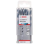 Bosch Accessories 2608577230 HSS PointTeQ (6,2 x 63 x 101 mm) - Set da 10 Pezzi di Punte Elicoidali per Trapano per Metallo, Acciaio, Fusione o Plastica, Grigio (Argento), Ø 6.2 mm