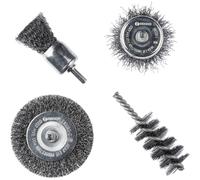 Bosch 2609256553 - Set di 4 spazzole: spazzola circolare/ spazzola a pennello/ spazzola cilindrica/ spazzola a disco, innesto da 6 mm