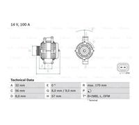 BOSCH Alternatore 100A 14V per Opel Astra G CC Zafira A Vectra C
