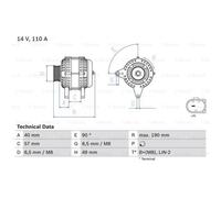 BOSCH Alternatore 110A 14V per Audi A1 Sportback VW Golf Alltrack