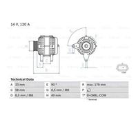 BOSCH Alternatore 120A 14V per Renault Megane II Stufenheck LM0/1