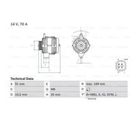 BOSCH Alternatore 70A 14V per Suzuki Alto K10 Nissan Pixo