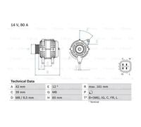 BOSCH Alternatore 80A 14V per Honda Jazz II City Stufenheck