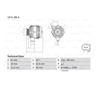 BOSCH Alternatore 85A 14V per Smart Fortwo Coupé City-Coupé
