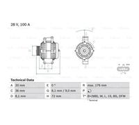 BOSCH Alternatore Generatore 100A 28V con Puleggia Multipla 0 986 047 820
