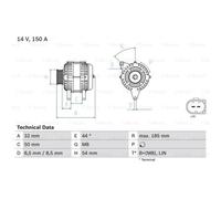 BOSCH Alternatore Generatore 150A 14V per Mercedes-Benz A/GLA