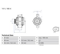 BOSCH Alternatore Generatore 180 A 14 V Per Mercedes-Benz Classe M ML 320 CDI