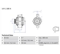 BOSCH Alternatore Generatore 180A 14V per Mercedes-Benz CDI 2.2 116 113
