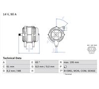 BOSCH Alternatore Generatore 90A 14V per Ford Fuoco Torneo 1.8 TDCI 2.0 16V